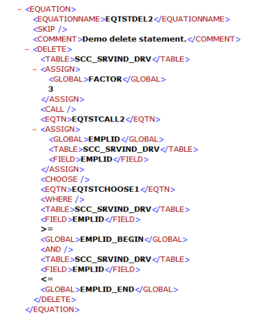 Example EQTSTDEL2 in XML format Example EQTSTDEL2 in XML format