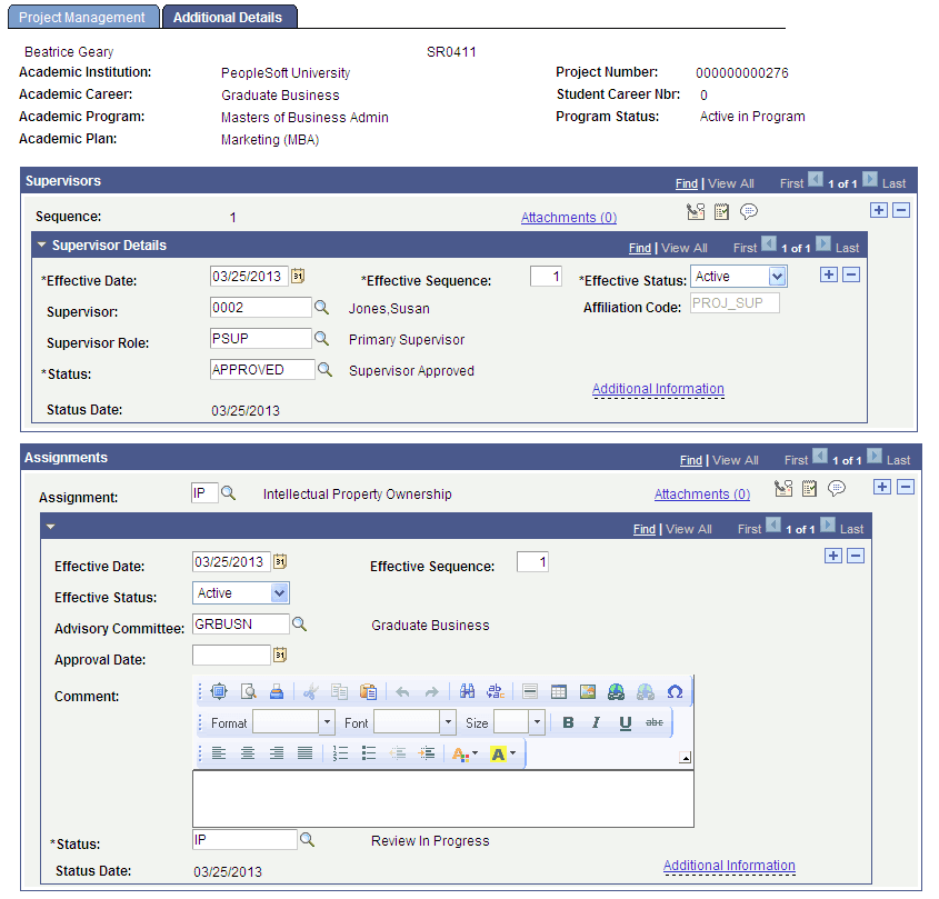 Additional Details page