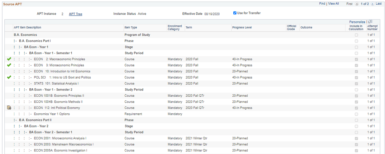 APT (Academic Progress Tracker) Transfer page 2 of 2