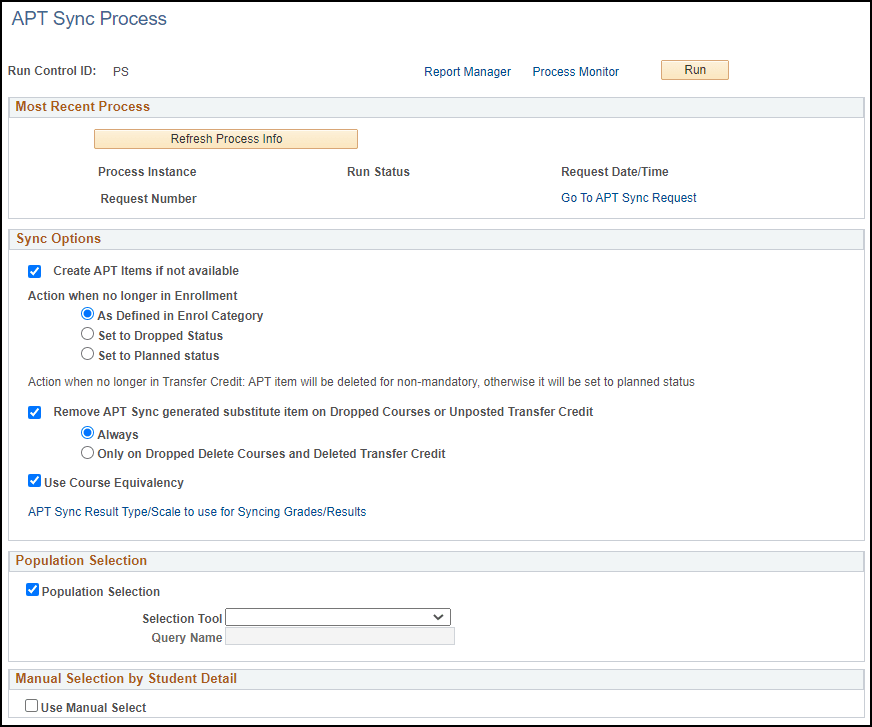APT Sync Process page