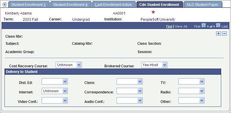 Cdn (Canadian) Student Enrollment page