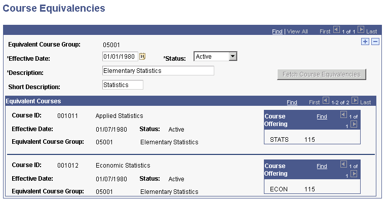 Course Equivalencies page