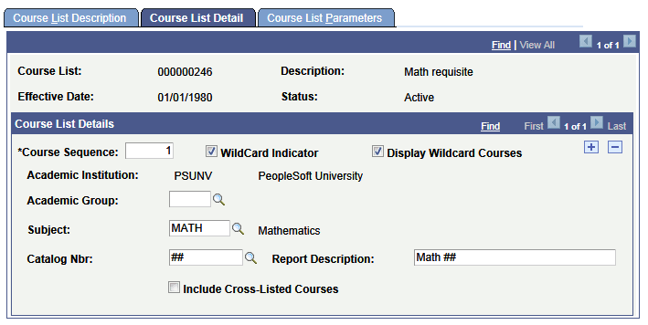 Course List Detail page