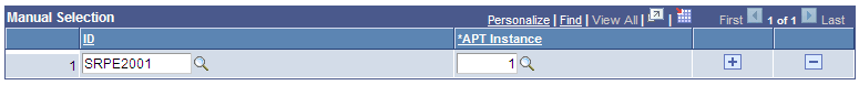 Delete Planning Nodes page Manual Selection grid