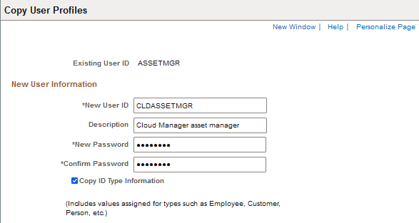 Copy User Profiles page