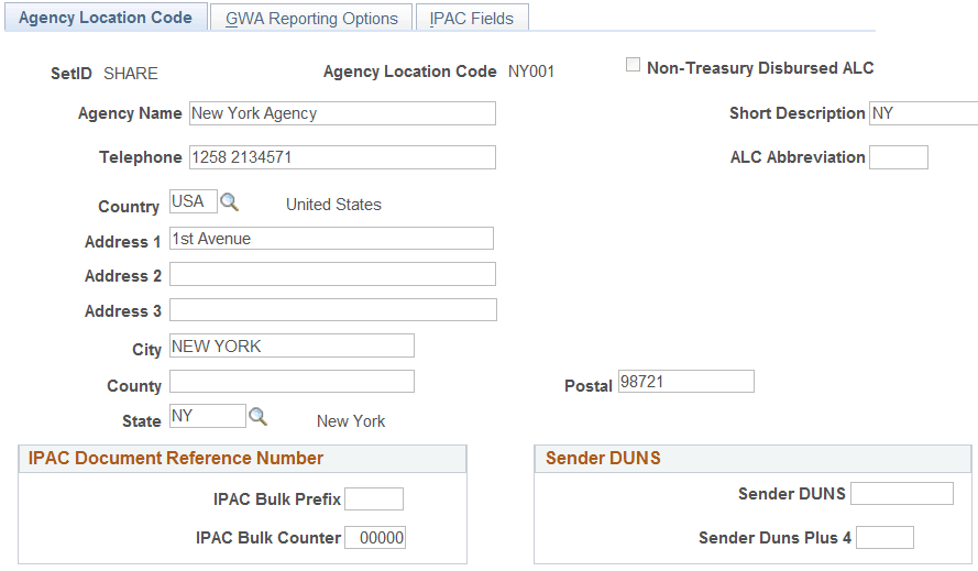 Agency Location Code Page