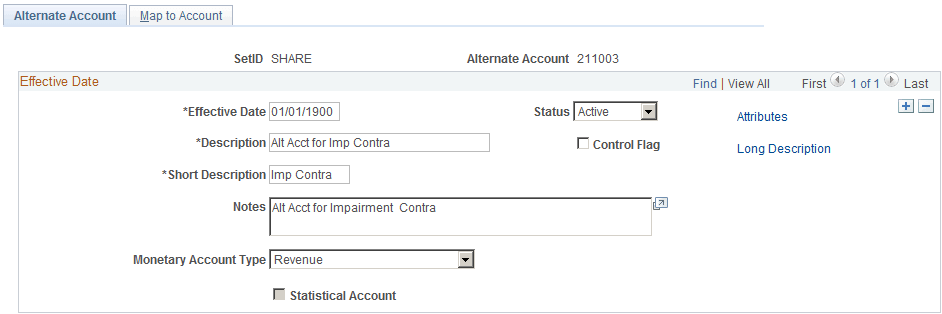 Alternate Account page