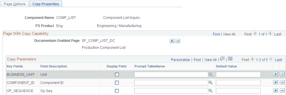 Documentum Page Options - Copy Properties page