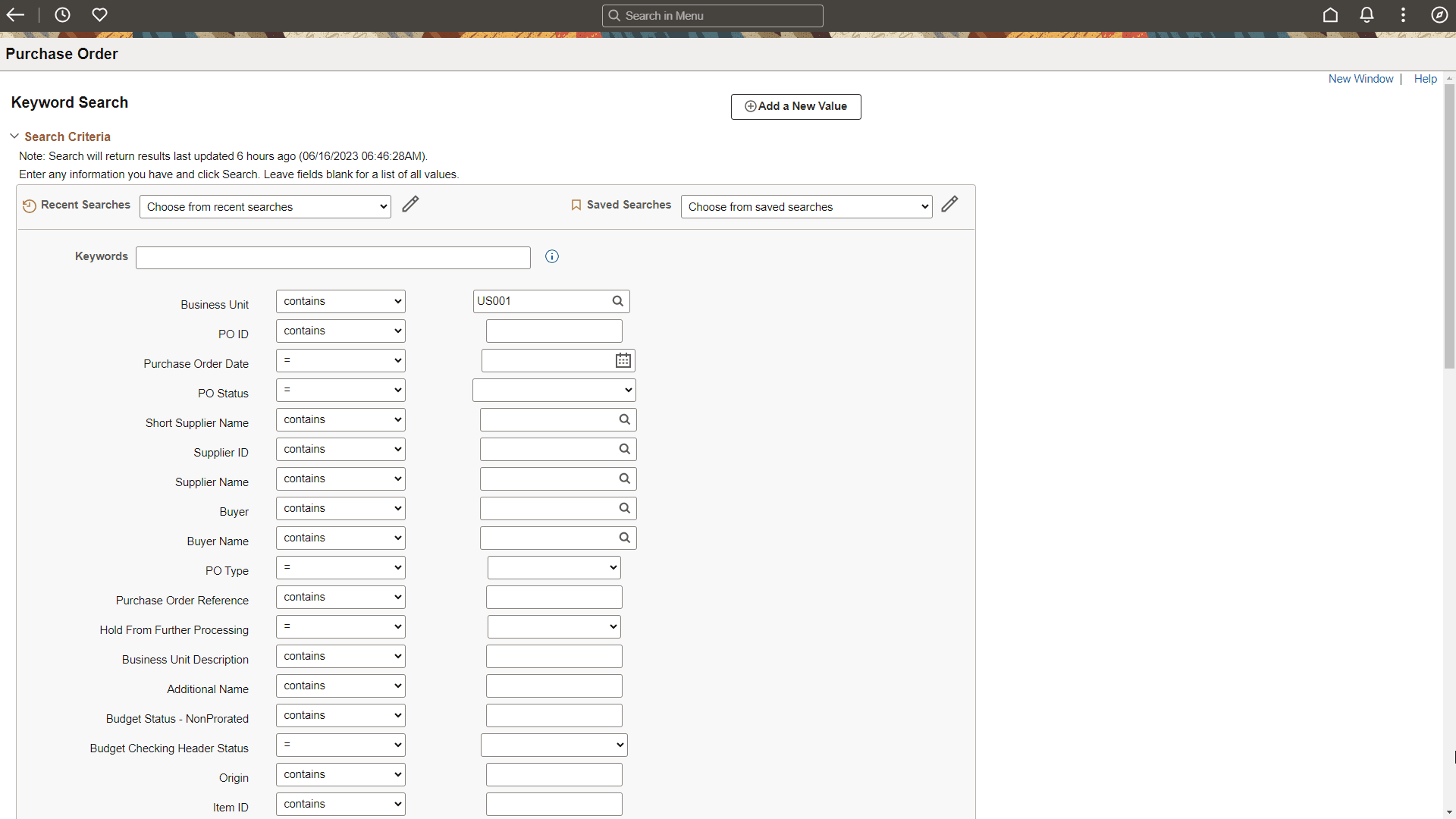 Example Keyword Search - more options