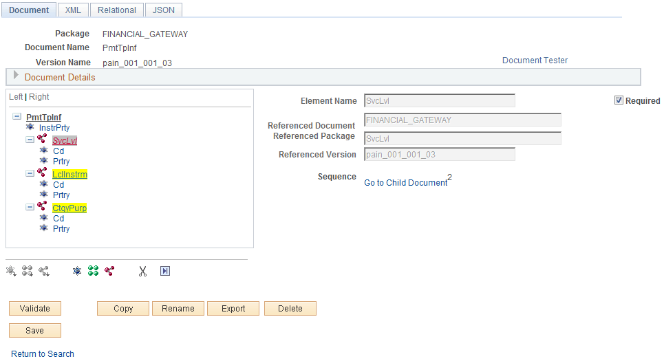 Example of a PeopleSoft Document, Compound Element with Required check box selected