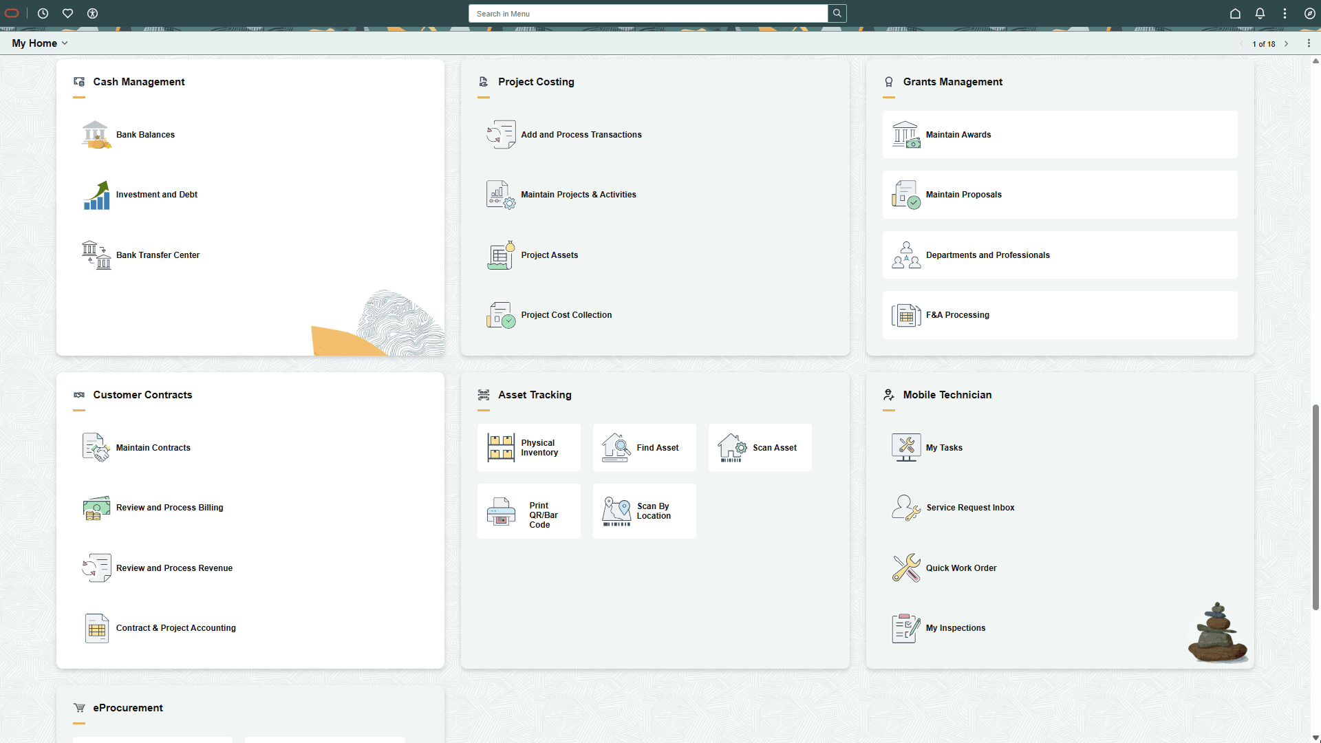 FSCM My Home landing page (3 of 4)