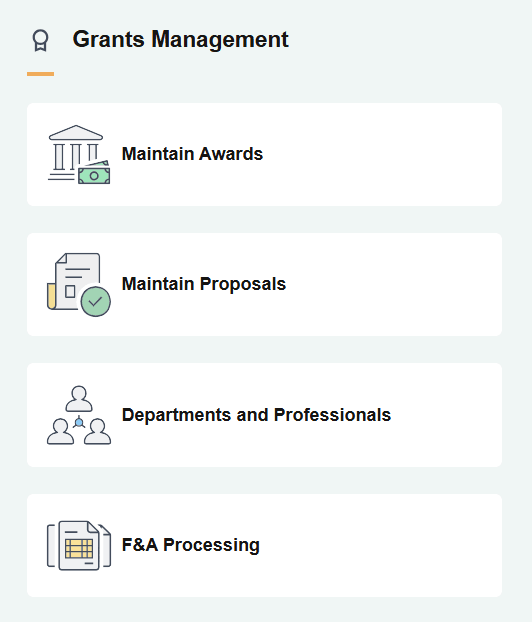Grants Management section