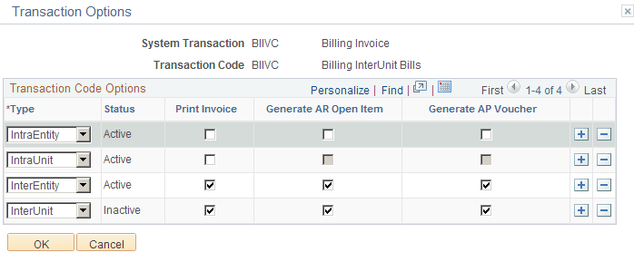 Transaction Options for InterUnit Billing