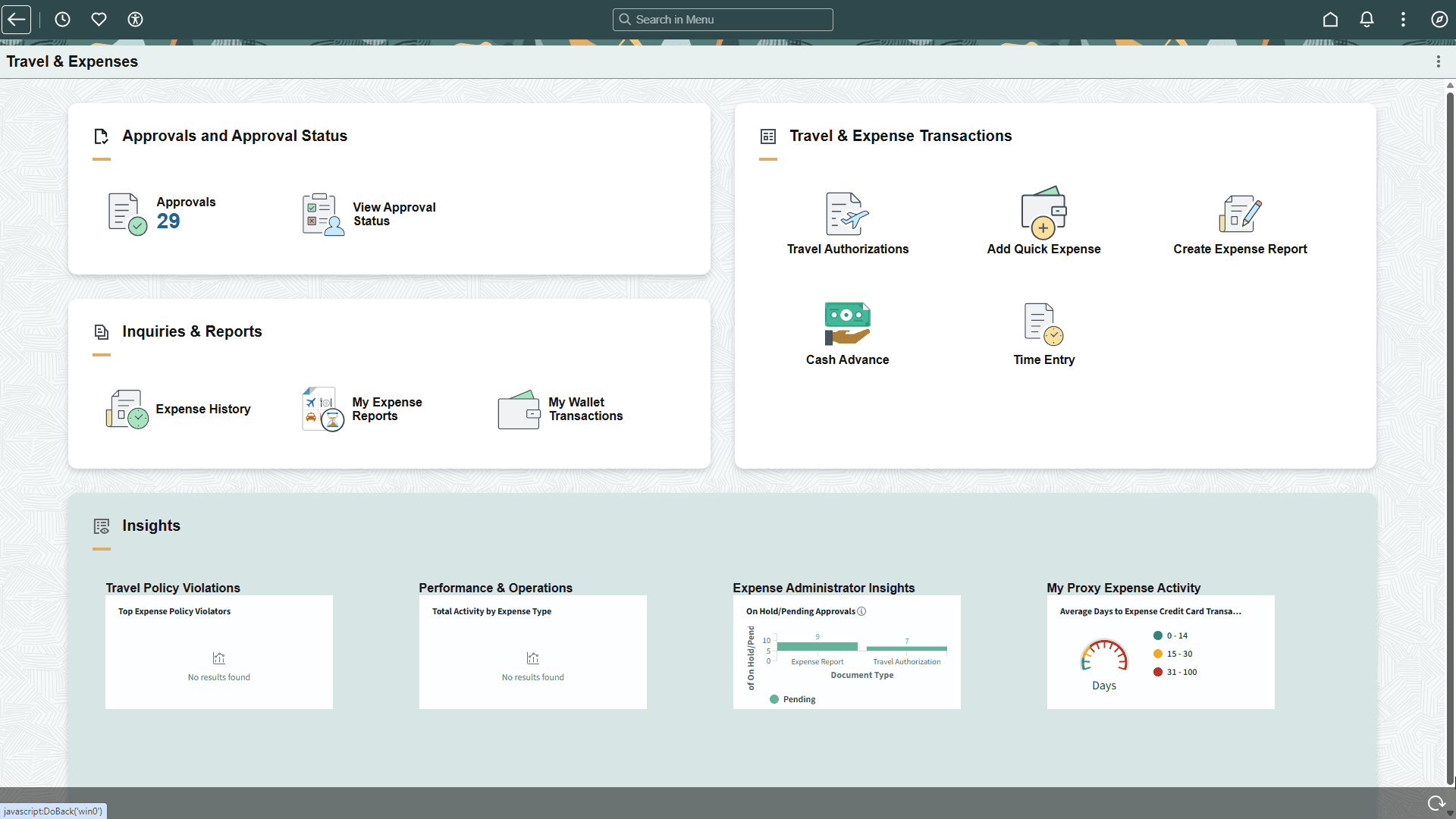 Travel & Expense (dashboard)