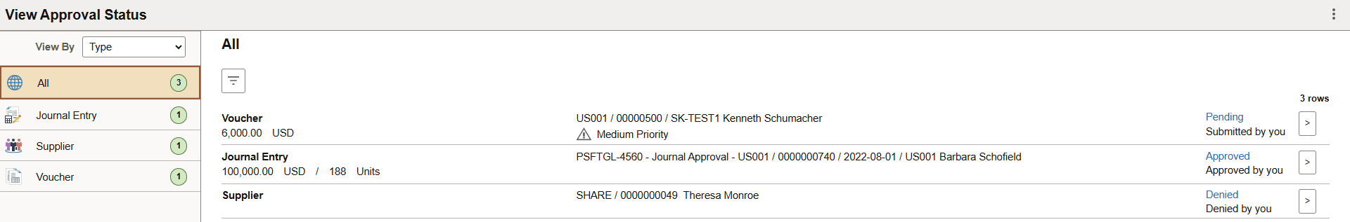View Approval Status page