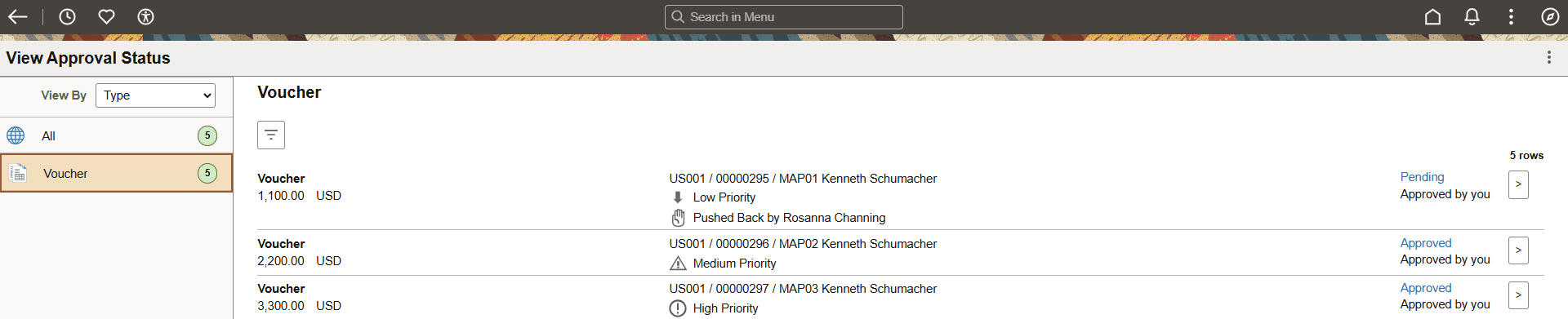 View Approval Status (Pushed Back)
