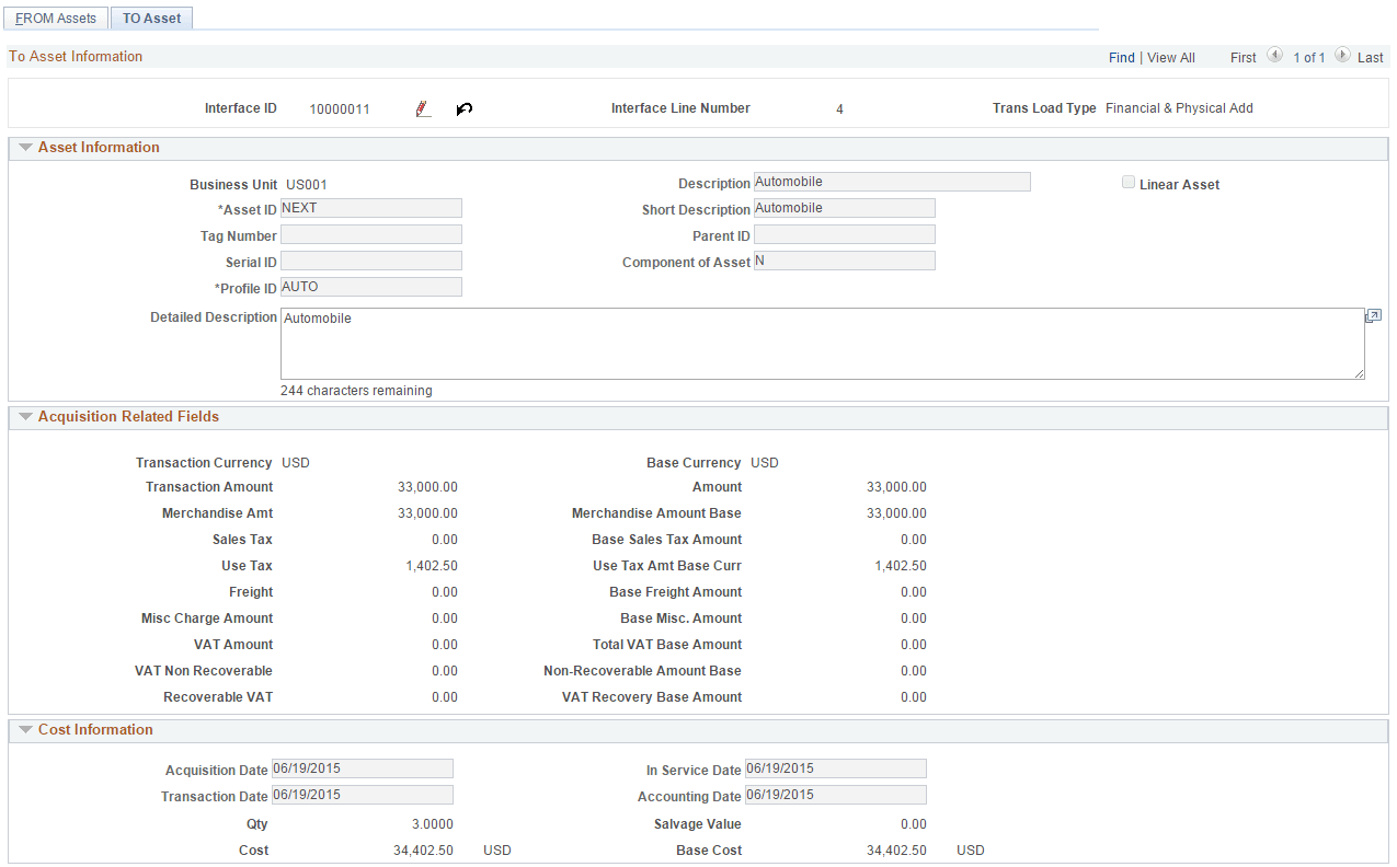 Asset Consolidation - TO Asset Page (1 of 5)
