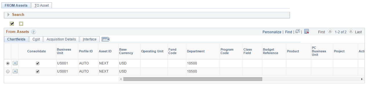Asset Consolidation - FROM Asset Page (2 of 2)