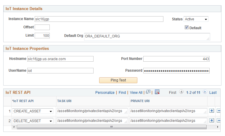 IoT Integration page