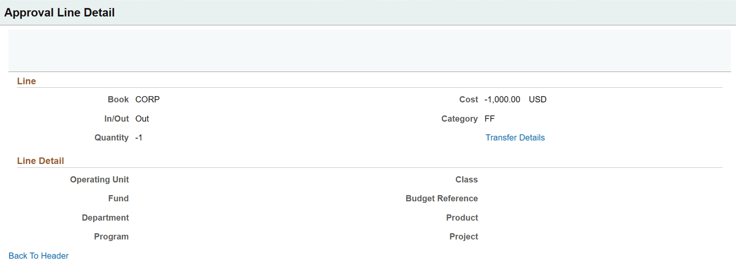 Approval Line Detail page