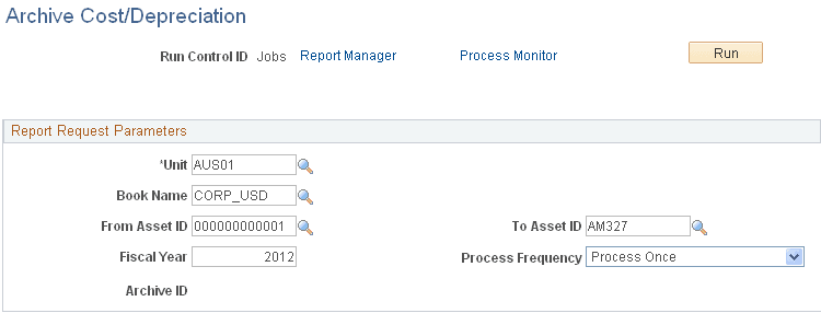 Archive Cost/Depreciation page