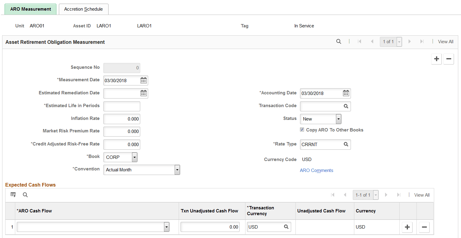 ARO Measurement page (1 of 2)