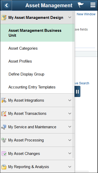 Asset Management Navigation Collection for Phone