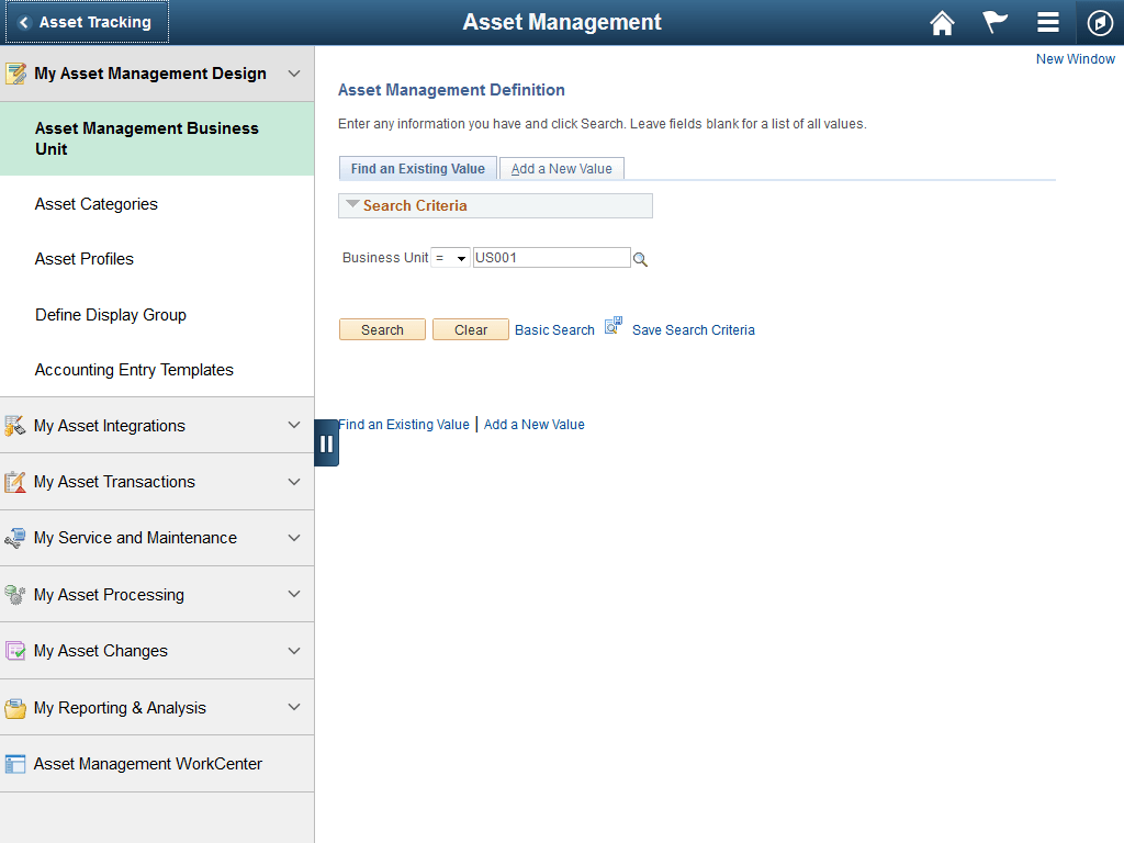 Asset Management Navigation Collection for Tablet