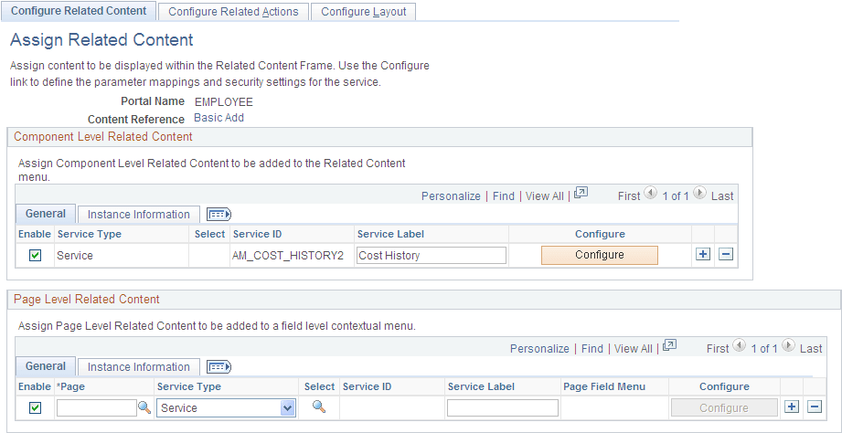Assign Related Content page