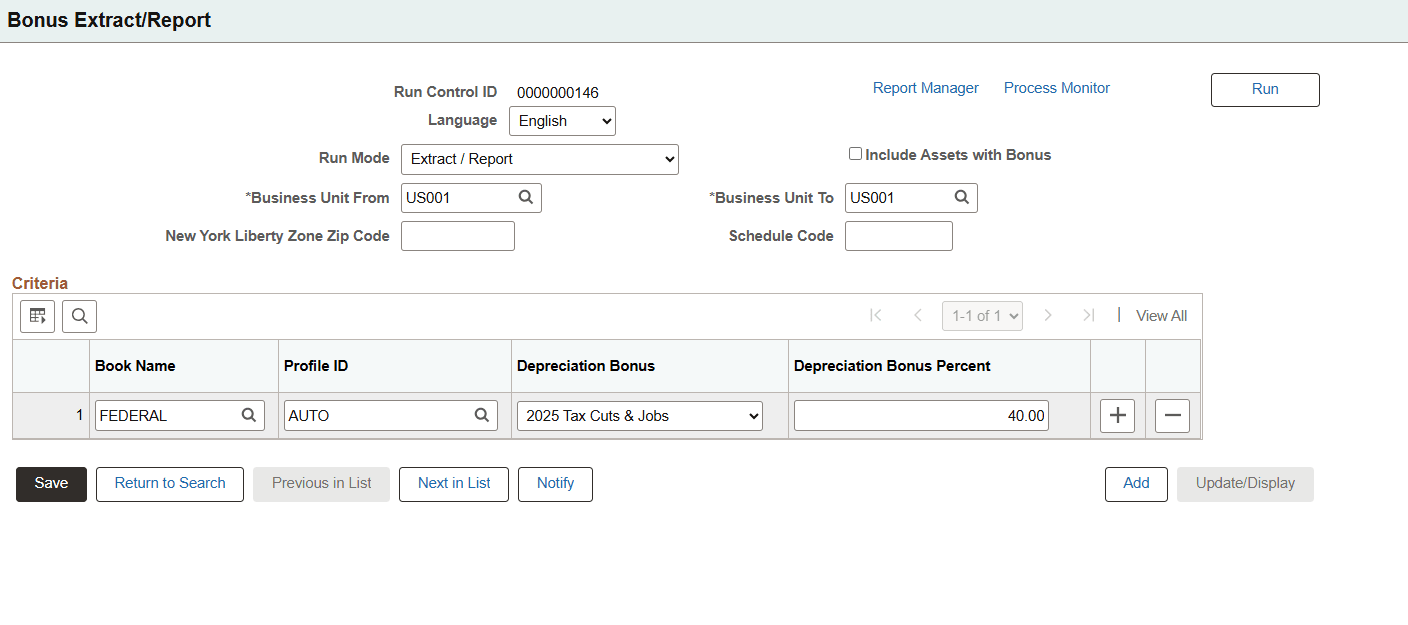 Bonus Extract/Report page