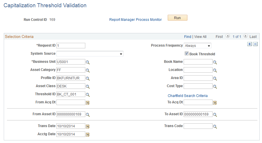 Capitalization Threshold Validation page