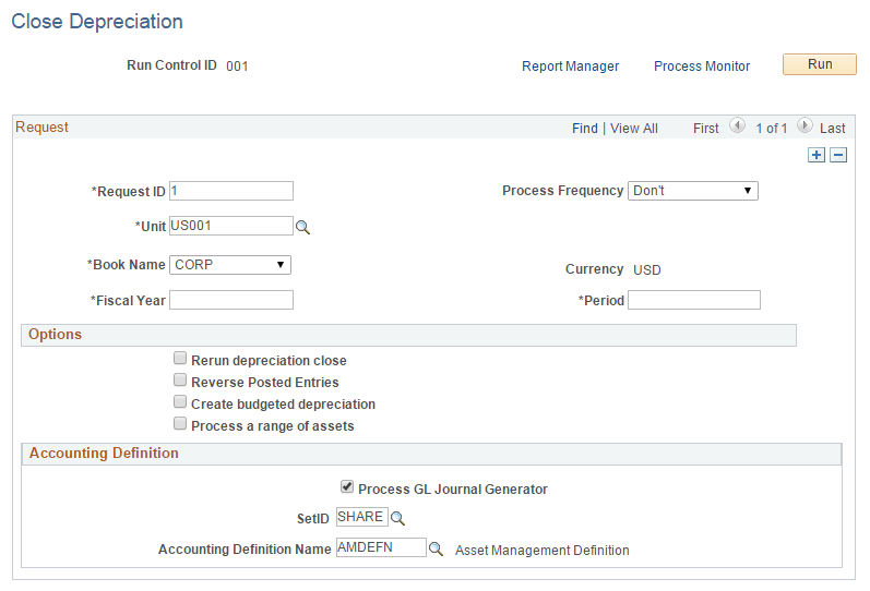 Close Depreciation page