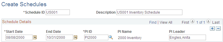 Create Schedules page