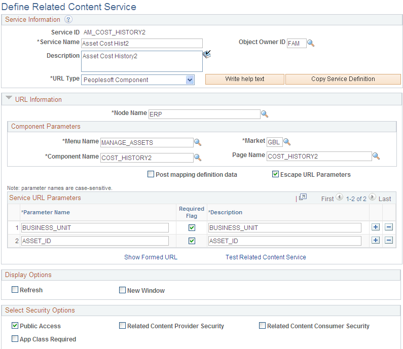 Define Related Content Service page