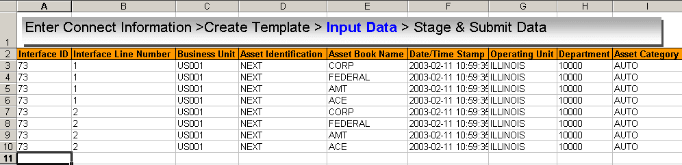 Example of Input Data page