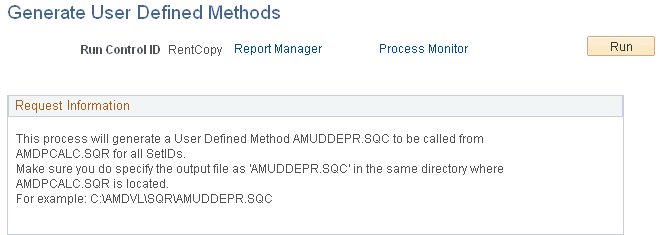 Generate User Defined Methods page
