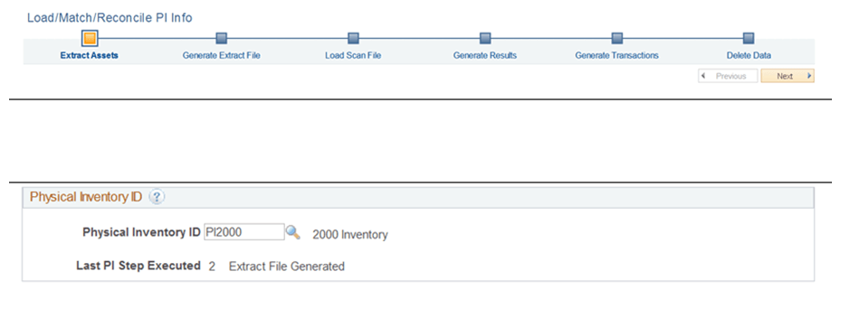 Load/Match/Reconcile PI Info page (Classic Physical Inventory)