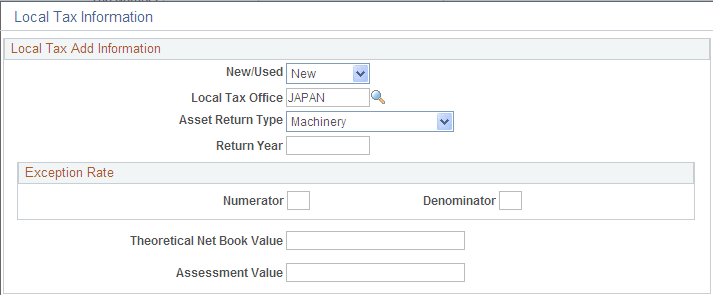 Local Tax Information page