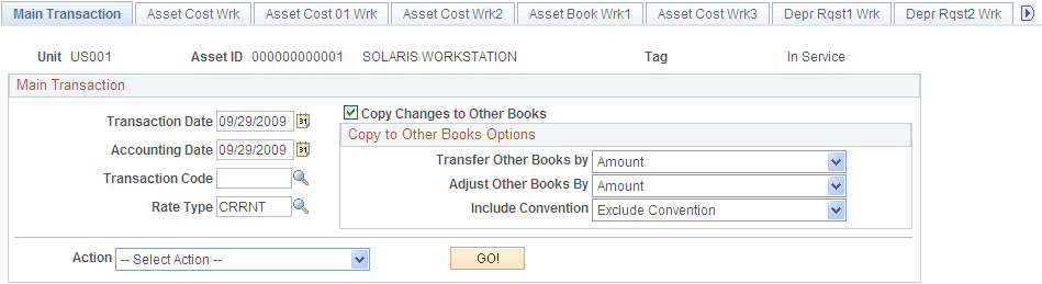 Main Transaction page