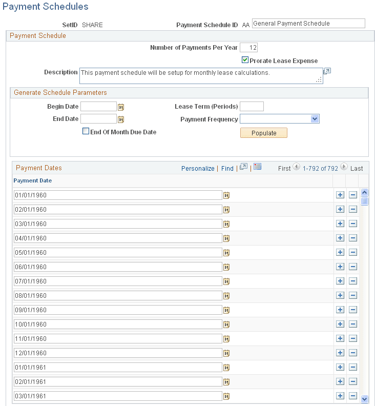 Payment Schedules page