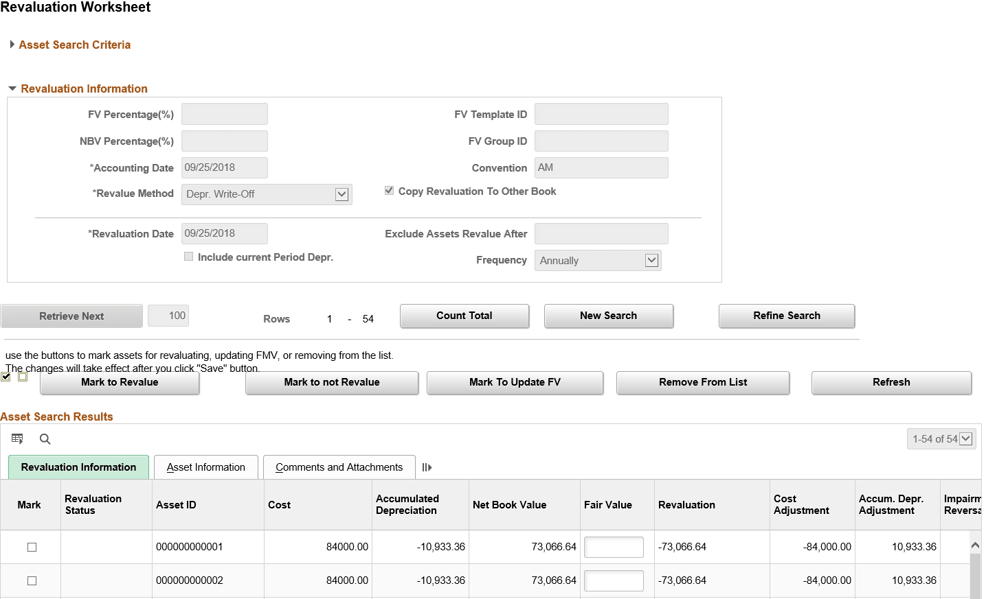 Revaluation Worksheet page (2 of 2)