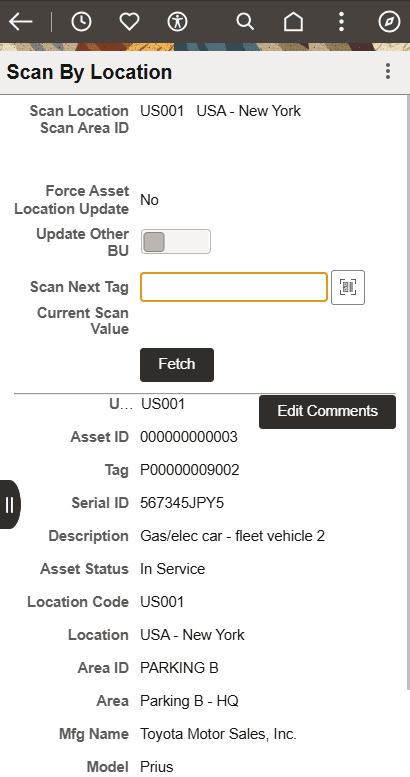 Scan By Location page - Smartphone