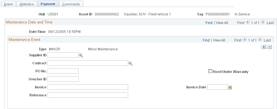 Track Service and Maintenance - Payment page