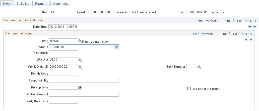 Track Service and Repairs - Event page