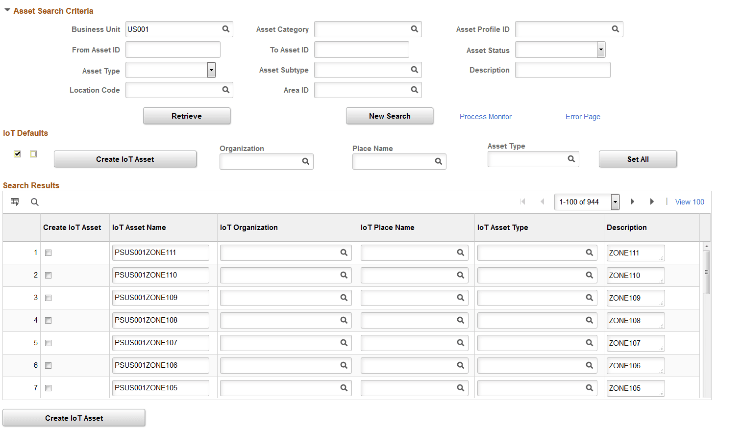 Upload Assets to IoT page