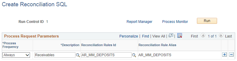 Create Reconciliation SQL page