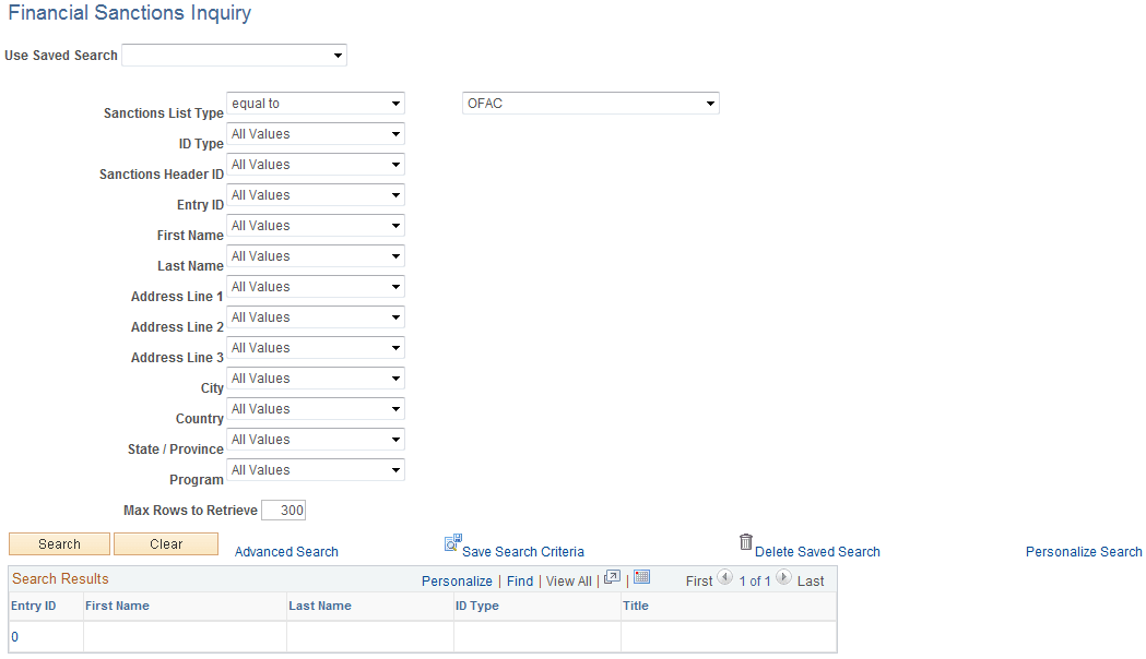 Financial Sanctions Inquiry page
