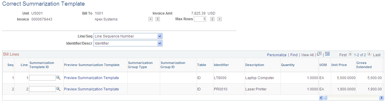 Correct Summarization Template page