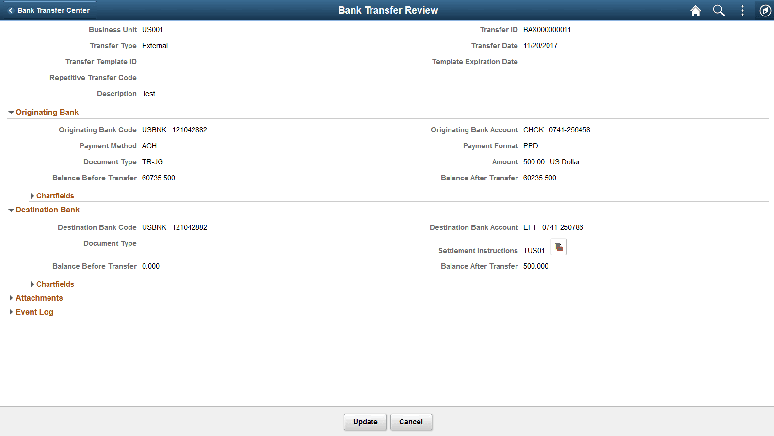 Bank Transfer Review Page