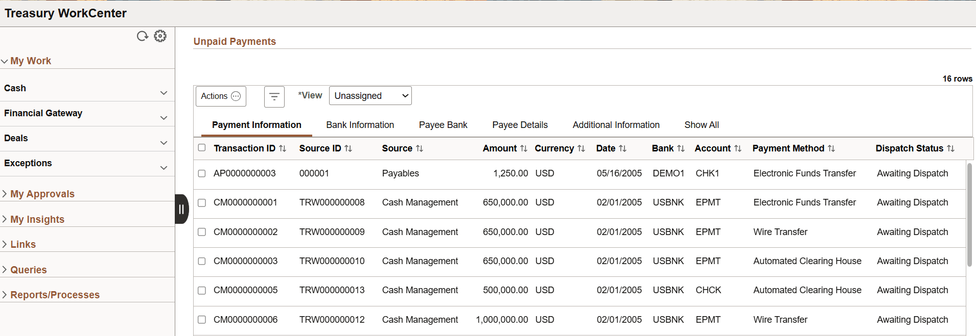 Treasury WorkCenter with Work Management PI54
